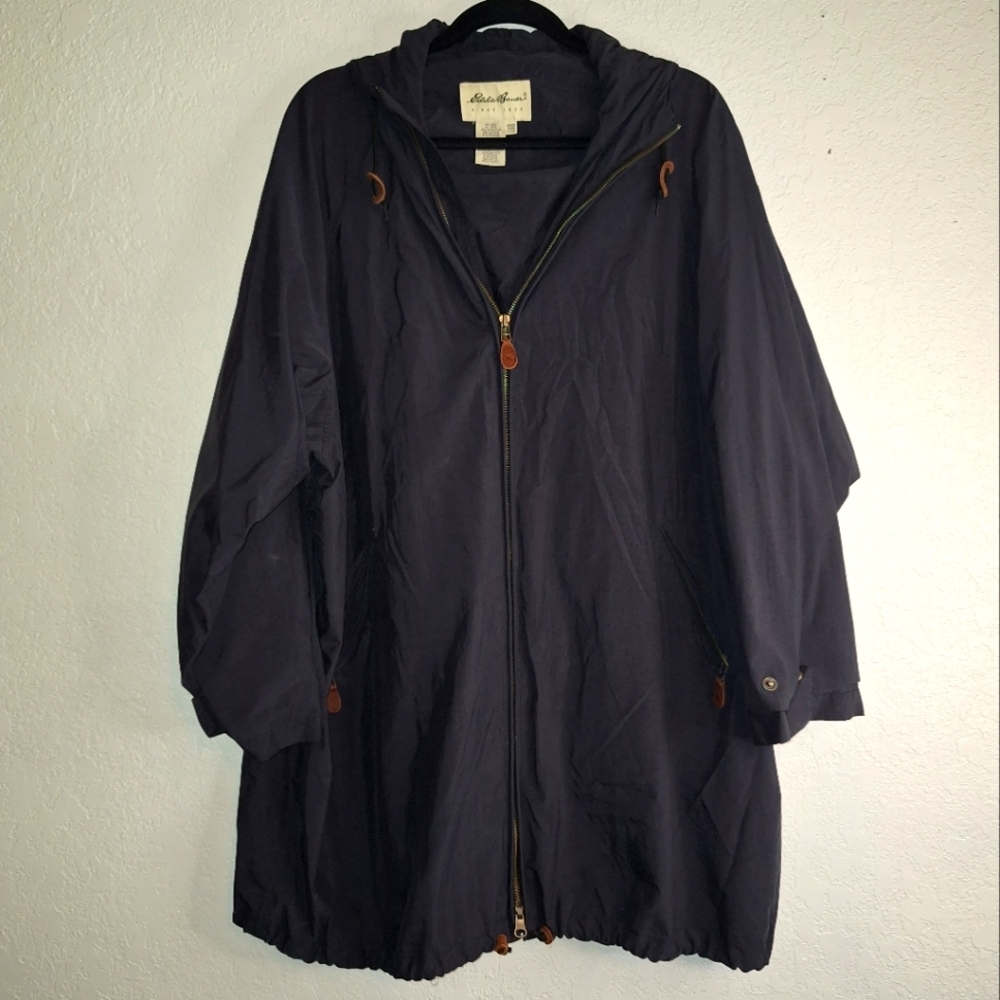 Eddie Bauer Black Nylon Trekker Trench Pockets Size Large - Picture 1 of 11